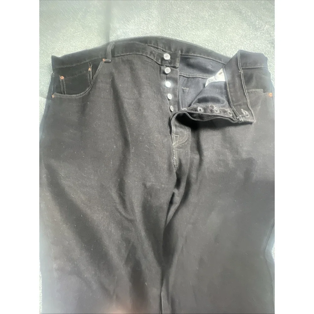 Levi's 501 XX Distressed Jean 46x32 BlackDenim Button Wide Leg Fly Wash Work Y2K
